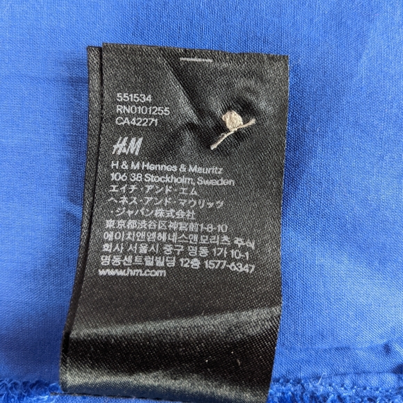 H&M Cobalt Button Down Blouse (Size: 6) - Picture 9 of 12
